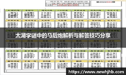 太湖字谜中的马后炮解析与解答技巧分享